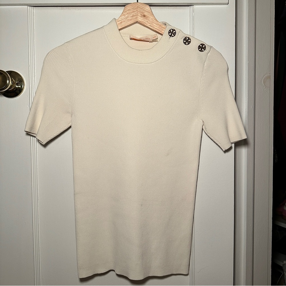 Tory Burch Cream Short Sleeve Top